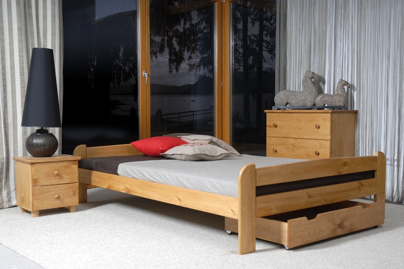 Úložný prostor pod postel 98 cm, masiv borovice/moření olše