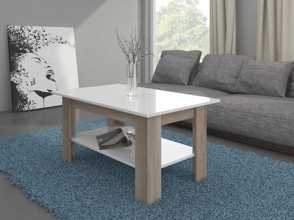 Konferenční stolek ELAIZA, dub sonoma/bílý lesk