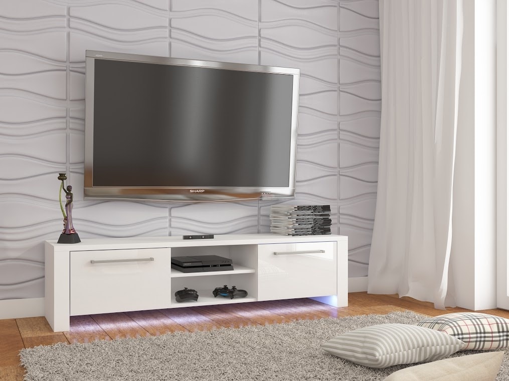 TV stolek HELIX NEW, bílá/bílý lesk