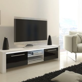 TV stolek HELIX, bílá/černý lesk