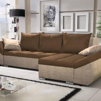 Rohová sedačka KORFU 2, hnědá/krémová