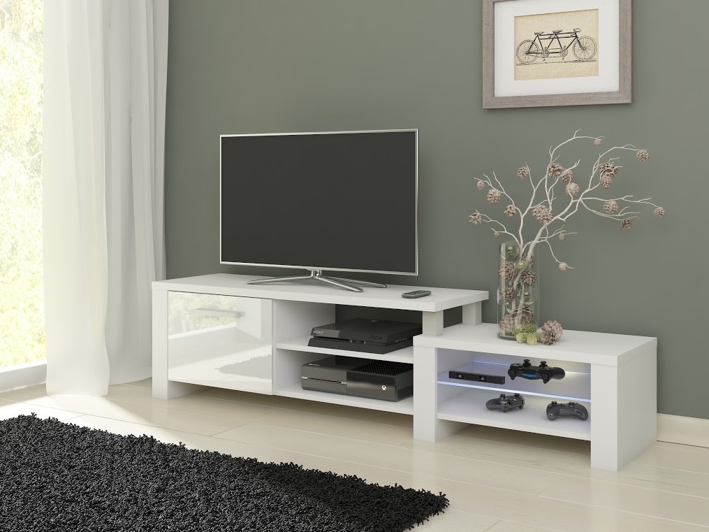 TV stolek ORION, bílá/bílý lesk