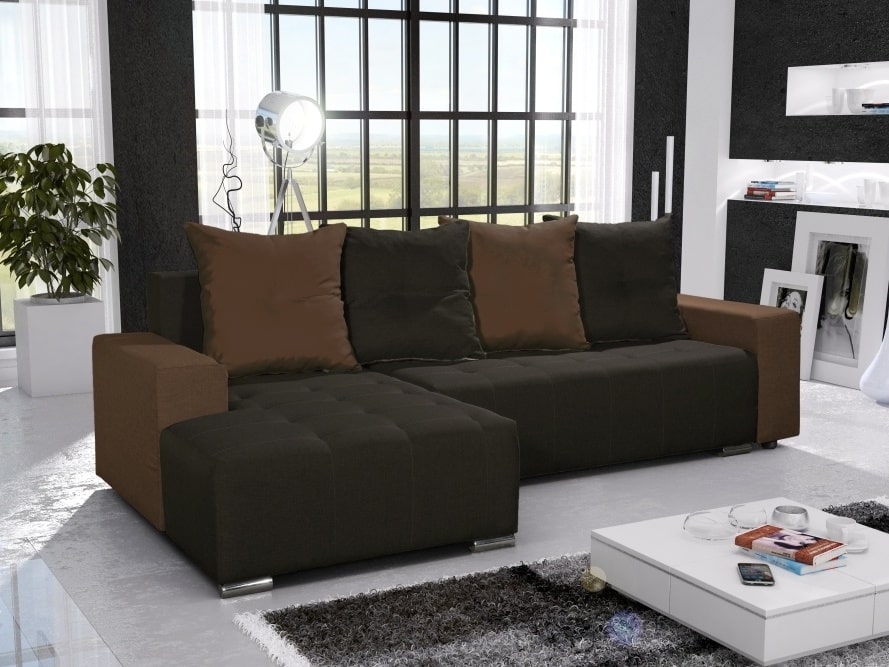 Rohová sedačka TELO 7 levá, hnědá/světle hnědá