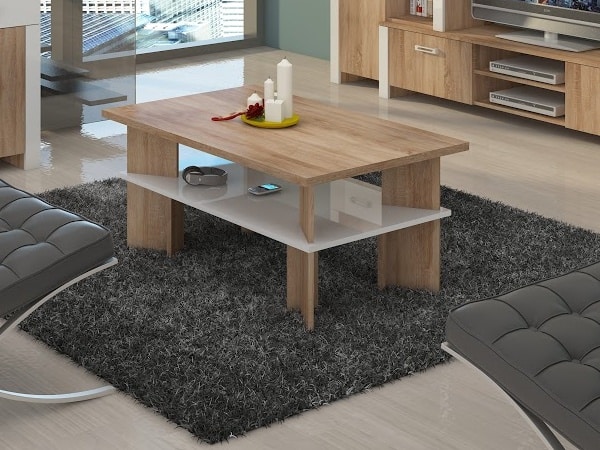 Konferenční stolek VECTRA 2, dub sonoma/bílý lesk