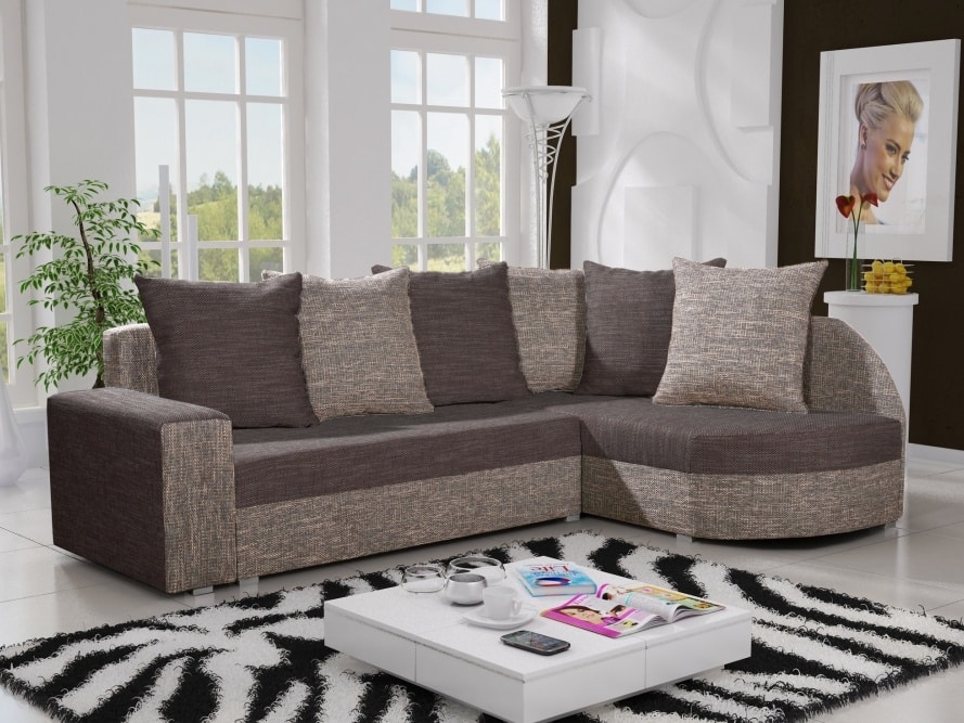 Rohová sedačka LIZBONA 3 pravá, hnědá/cappuccino