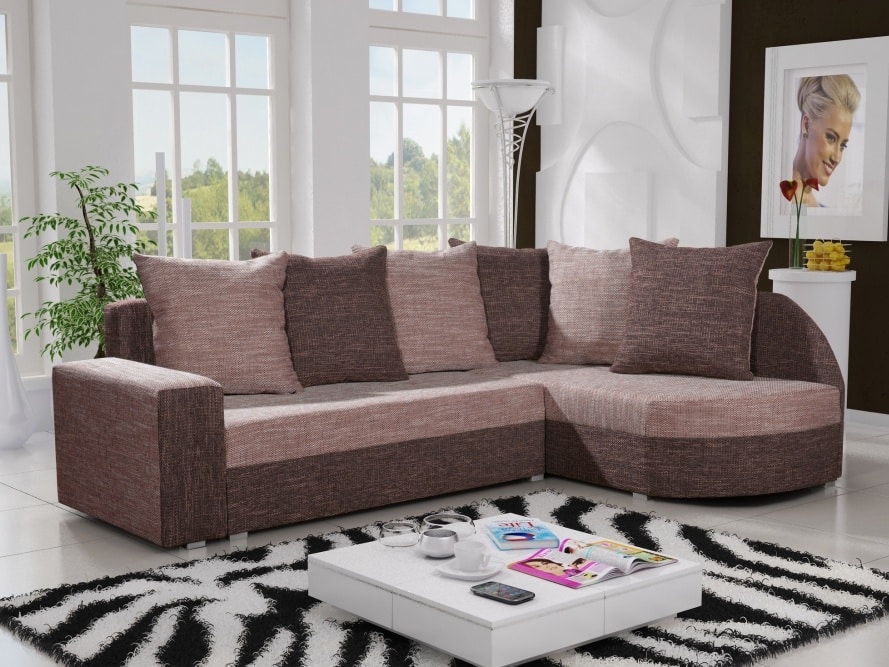 Rohová sedačka LIZBONA 4 pravá, cappuccino/hnědá