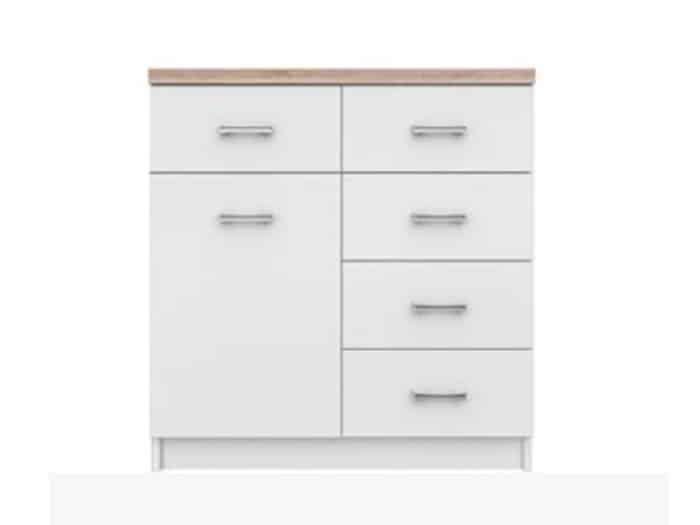 TOPTY TYP 12 komoda 1D4S, bílá/dub sonoma