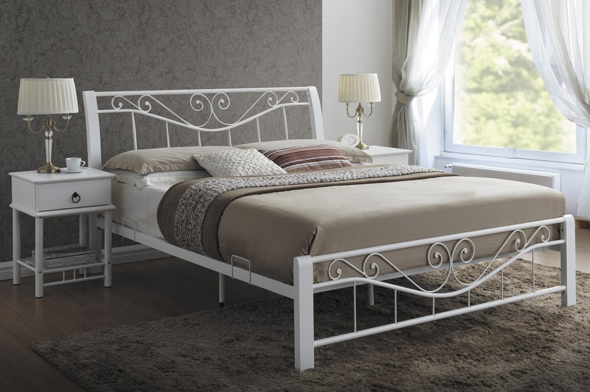 Postel PARMA 160x200 s roštem, bílá/bílá