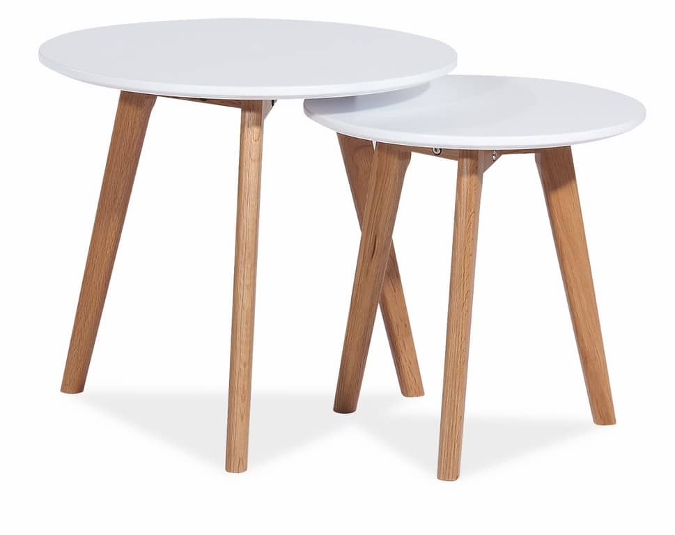 Konferenční stolky- sestava MILAN S2, bílá/dub