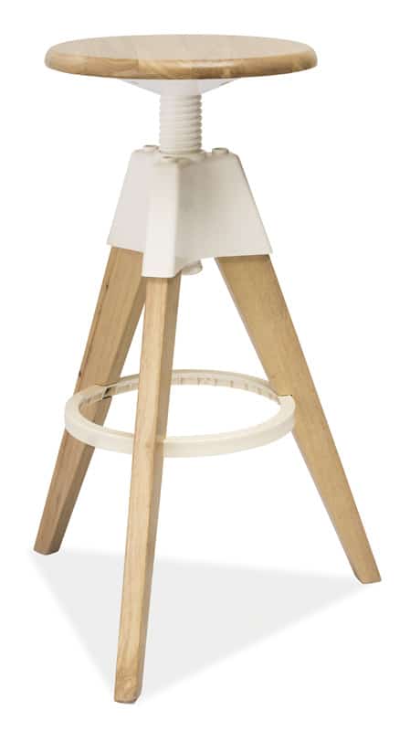 Barová židle BODO, bělený dub-bílá