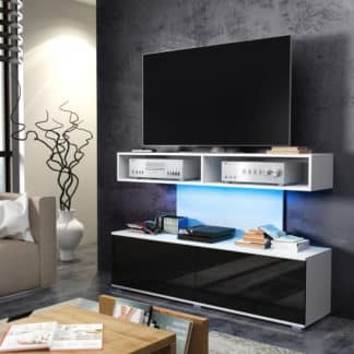 REX televizní stolek, bílá/černý lesk