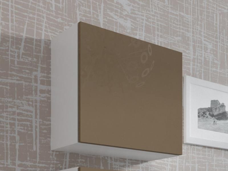 Vitrína čtvercová VIGO, bílá/latte lesk