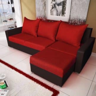 Rohová sedačka MALAGA BIS 1, červená látka/černá ekokůže