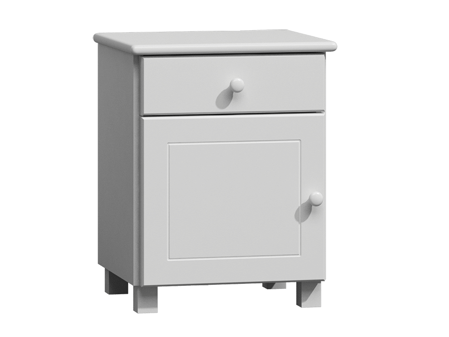 Noční stolek MEGA, masiv borovice/moření bílá