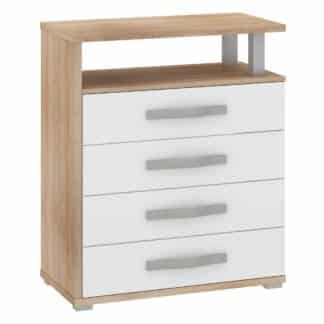 ANGEL komoda 4S, dub sonoma/bílý lesk