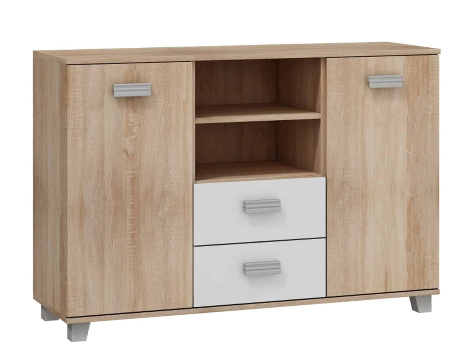 SOLO, komoda SOL-02, dub sonoma/bílý lesk