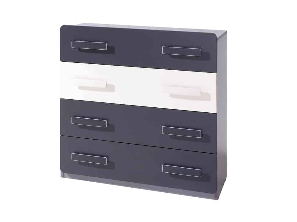 Komoda LIDO K4SZ, šedá/grafit+bílá