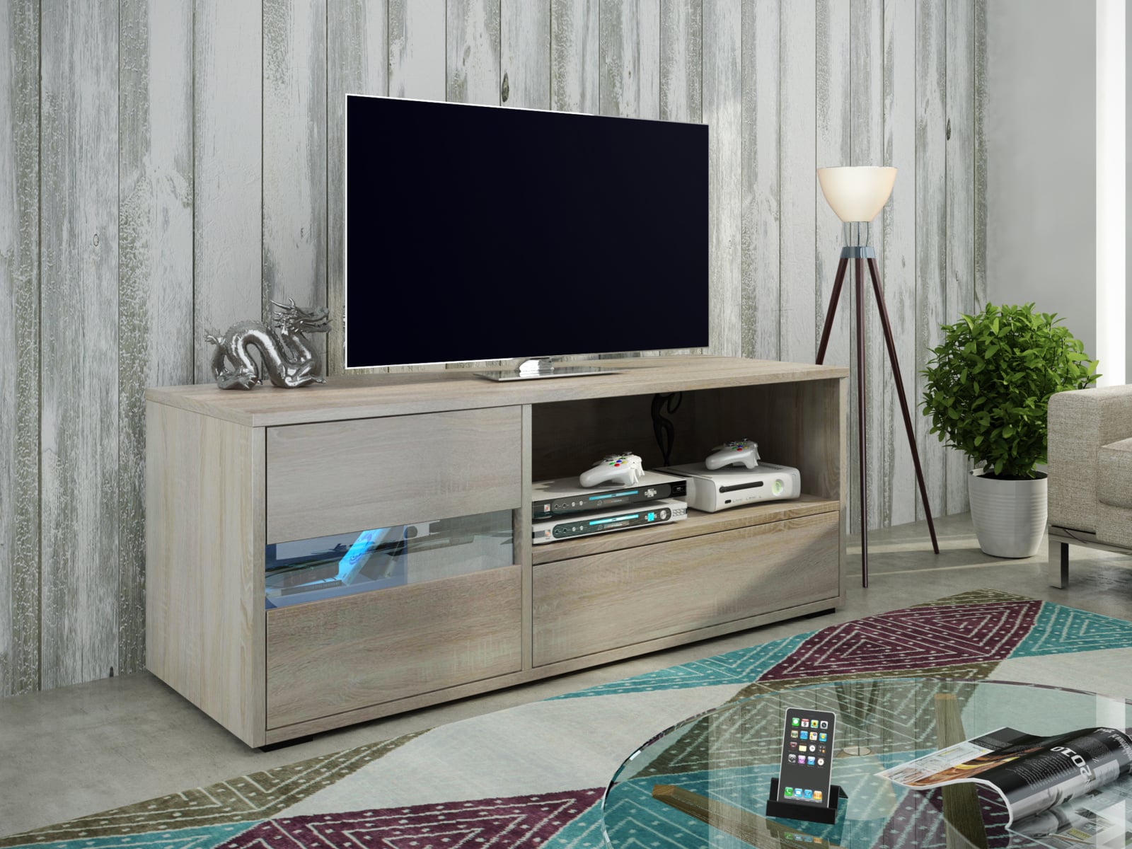 GLOBAL 1 televizní stolek, dub sonoma