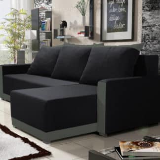 Rohová sedačka BRAGA BIS 3, černá látka/šedá látka