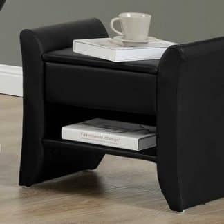 BOLTON čalouněný noční stolek, černá