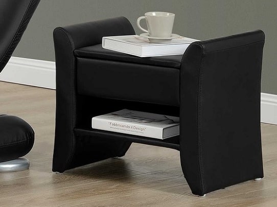 BOLTON čalouněný noční stolek, černá