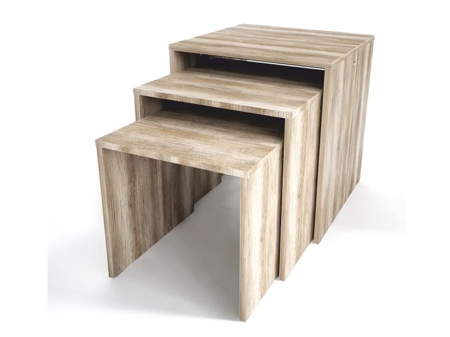 SIPANI NEW set 3 odkládacích stolků, dub canyon