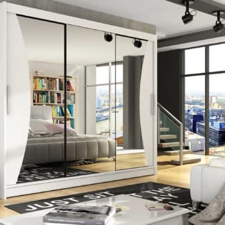 Šatní skříň ASTON IV, bílý mat/zrcadlo