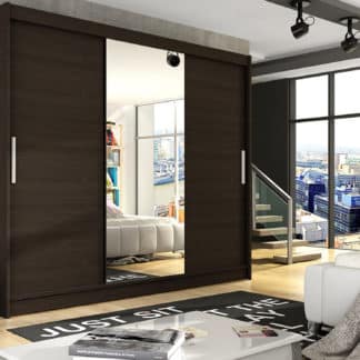 Šatní skříň ASTON I, choco/zrcadlo