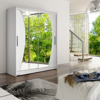 Šatní skříň WESTA X, bílý mat/zrcadlo