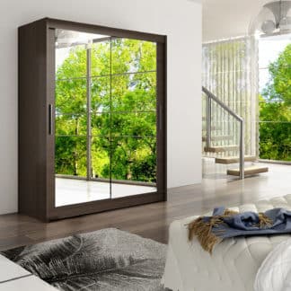 Šatní skříň WESTA XI, choco/zrcadlo