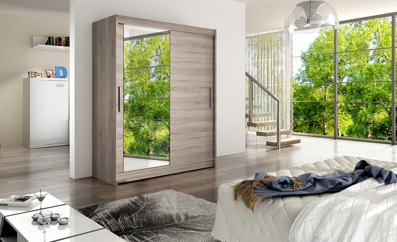 Šatní skříň WESTA VI, trufla/zrcadlo