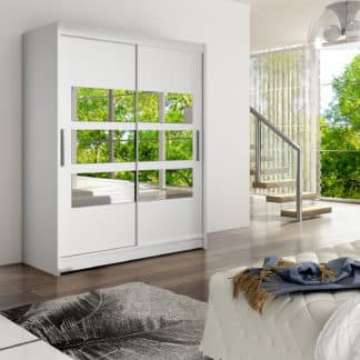 Šatní skříň WESTA VII, bílý mat/zrcadlo