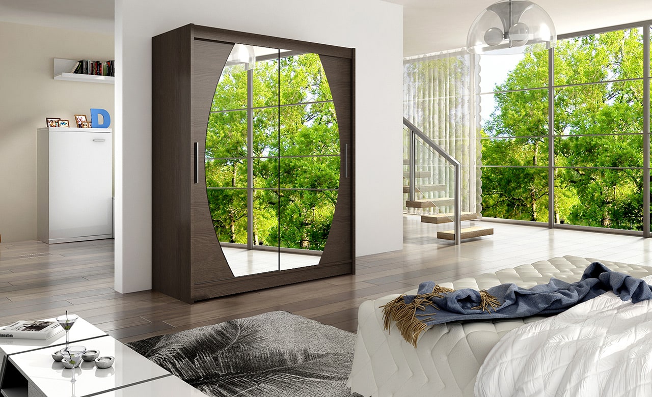 Šatní skříň WESTA VIII, choco/zrcadlo