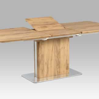 Rozkládací jídelní stůl HT-670 OAK, dub / nerez