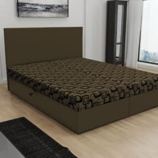 Čalouněná postel JERRY 180x200, hnědá látka se vzorem/hnědá ekokůže