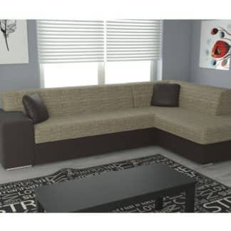 Rohová sedačka COMO pravá, hnědá látka/hnědá ekokůže