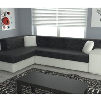 Rohová sedačka COMO levá, černá látka/bílá ekokůže
