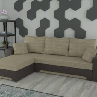 Rohová sedačka GALAXI univerzální, hnědá látka/hnědá ekokůže