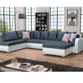 Rohová sedačka FADO levá, šedá látka/bílá ekokůže