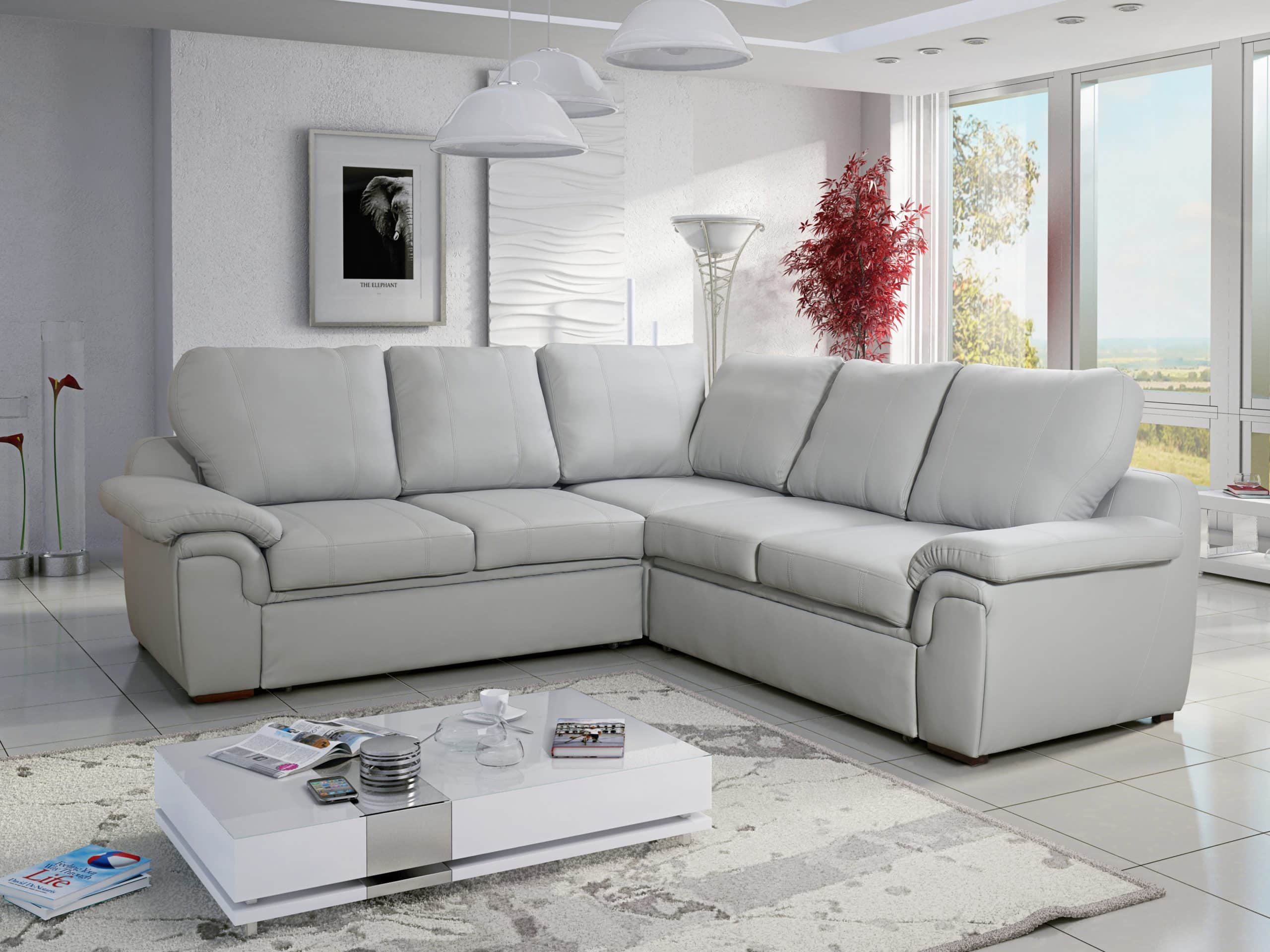 Rohová sedačka AMY 1 univerzální roh, světle šedá ekokůže