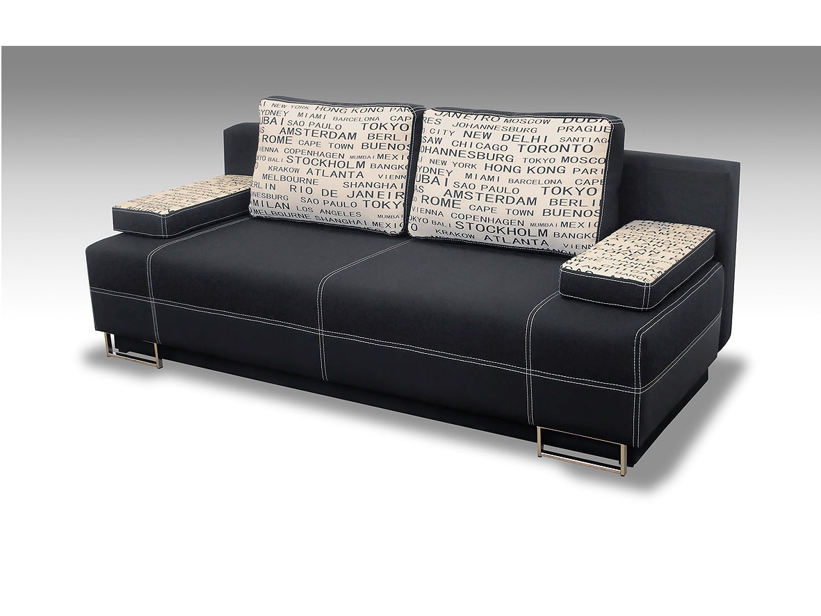 Pohovka ELIZA 6, černá látka/látka potisk London