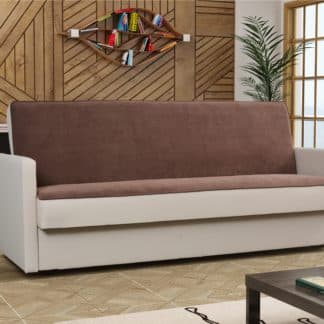 Pohovka FELIX 3, hnědá látka/béžová ekokůže