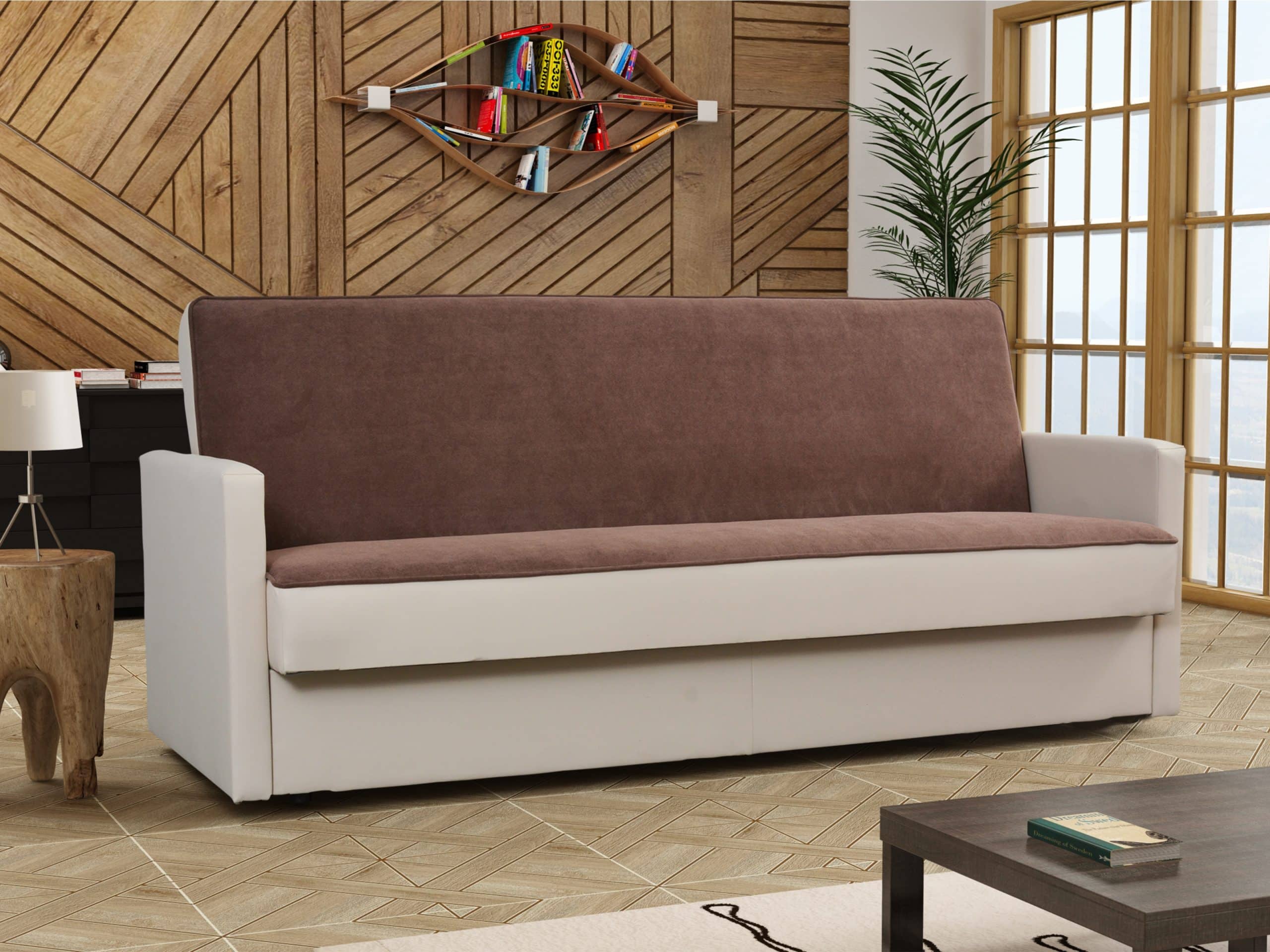 Pohovka FELIX 3, hnědá látka/béžová ekokůže