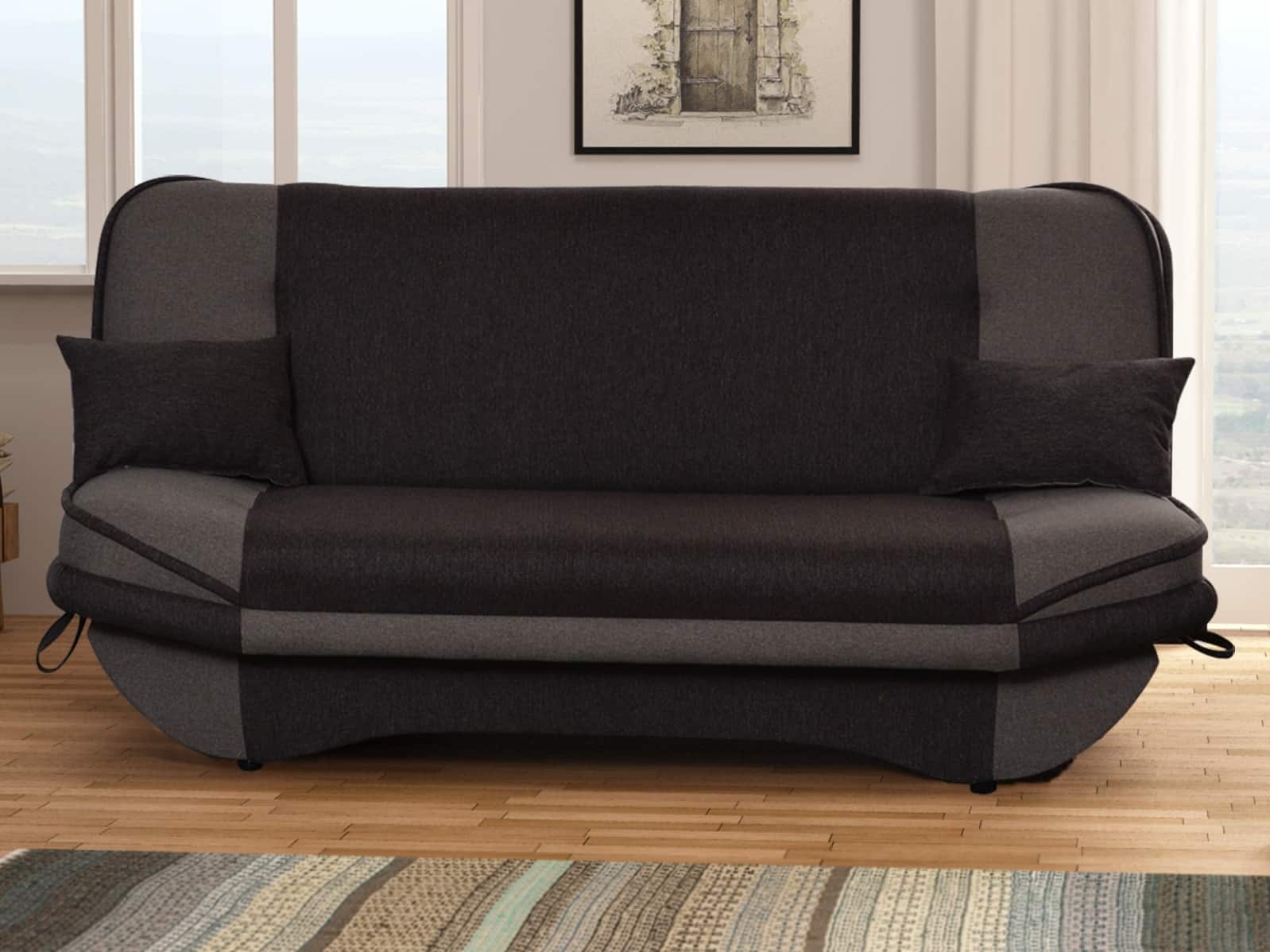 Pohovka GRZES 2, černá látka/šedá látka