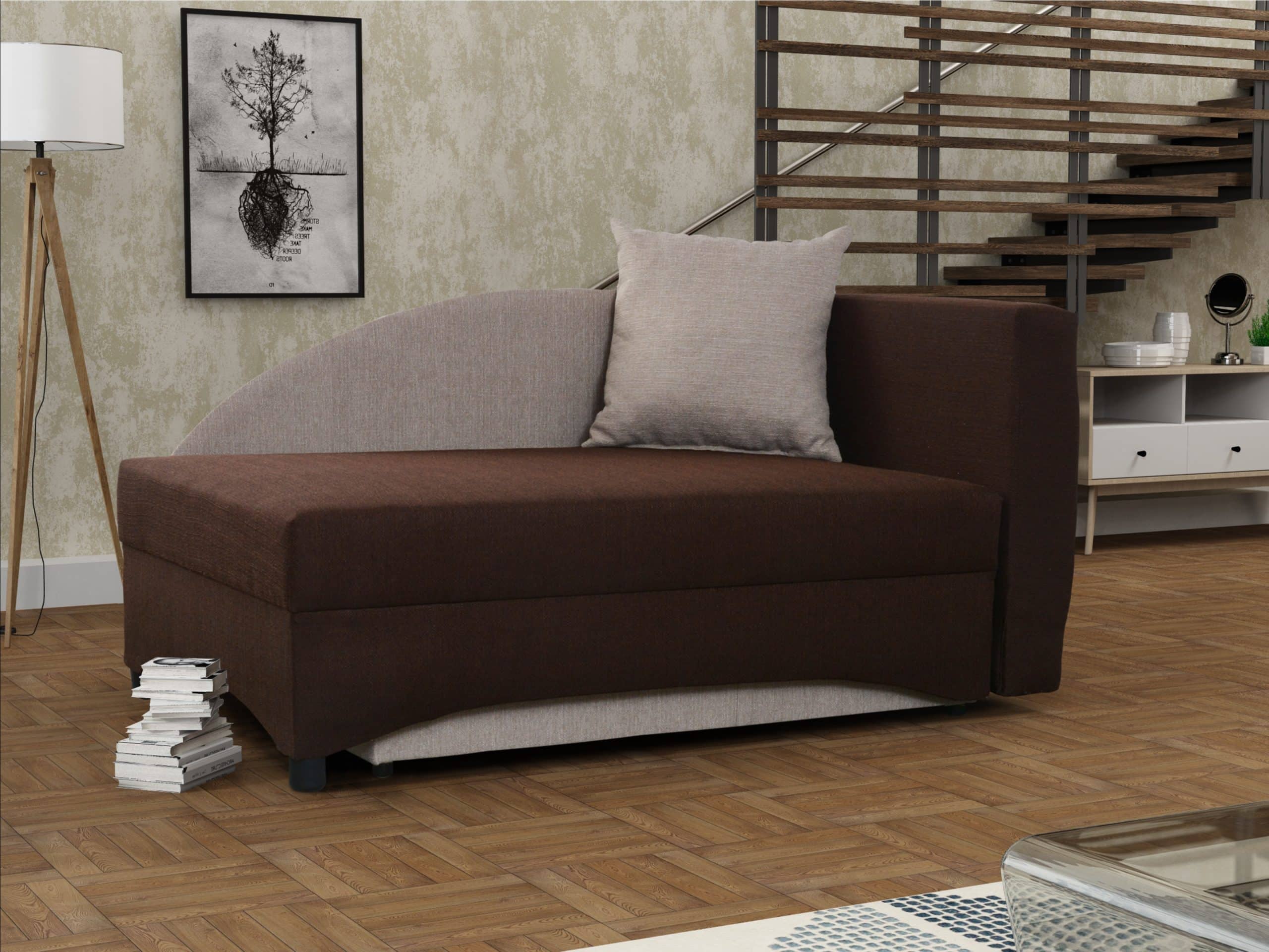 Pohovka LENA 3 pravá, hnědá látka/béžová látka