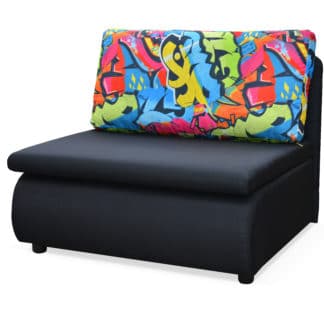 Křeslo KUBUS 2, černá látka/látka potisk graffiti