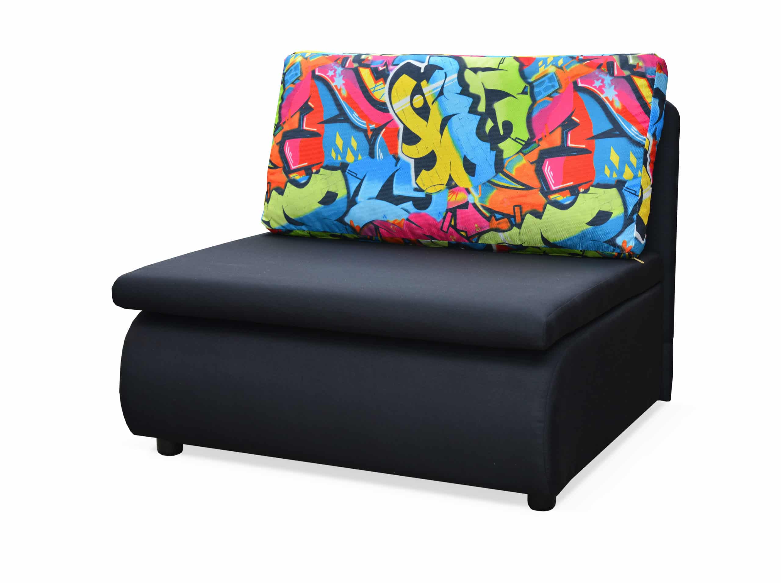 Křeslo KUBUS 2, černá látka/látka potisk graffiti