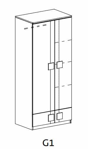 GIMMI, šatní skříň G1, dub santana/hnědá