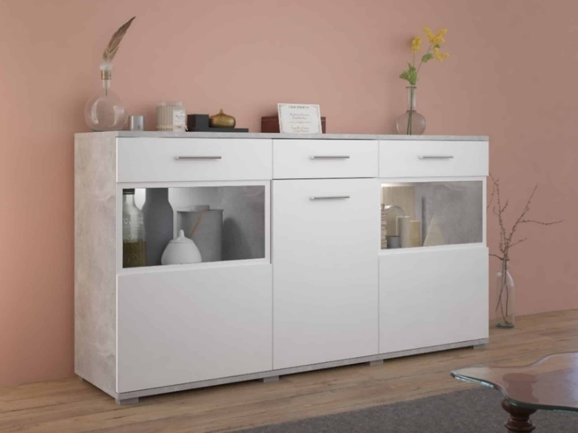 Komoda BLUES, beton/bílá