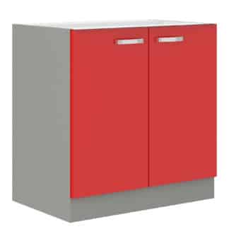 ROSE, skříňka dolní 80 D 2F BB, šedá / červený lesk